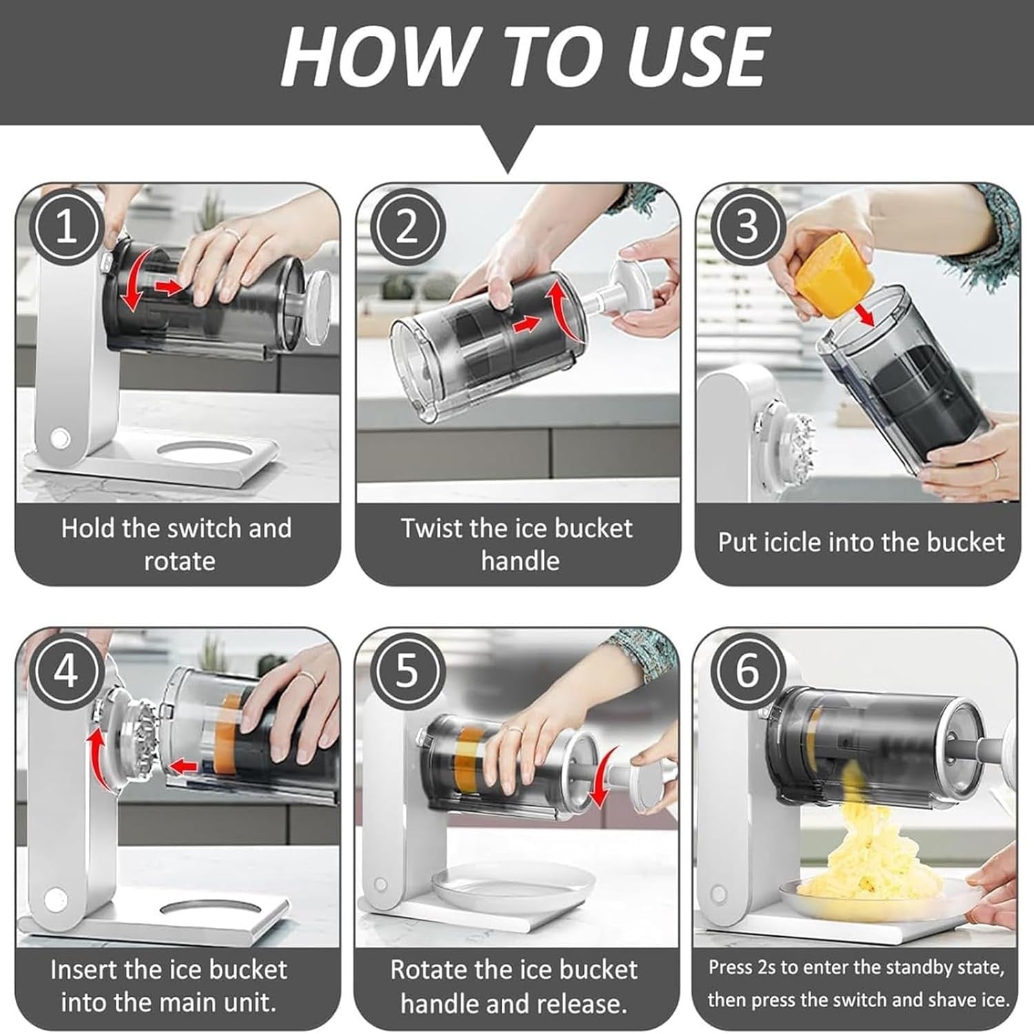 Electric Ice Shaver Slush Maker USB Rechargeable Frozen Fruit Ice Crusher