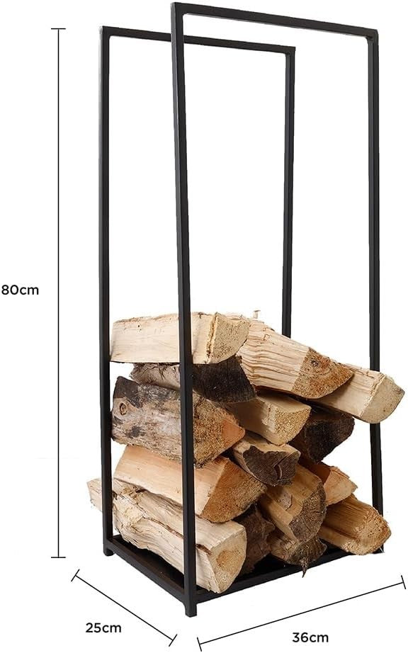High Capacity Black Matte Iron Log Holder with Solid Base, 10kg Storage