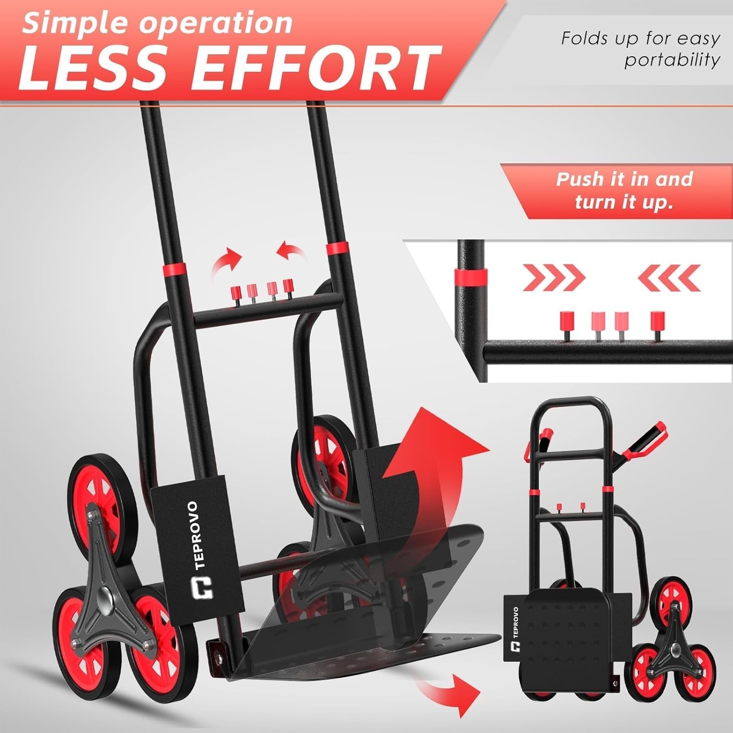 Stair Climbing Hand Truck 440lb Heavy Duty Folding Dolly 6 Wheels