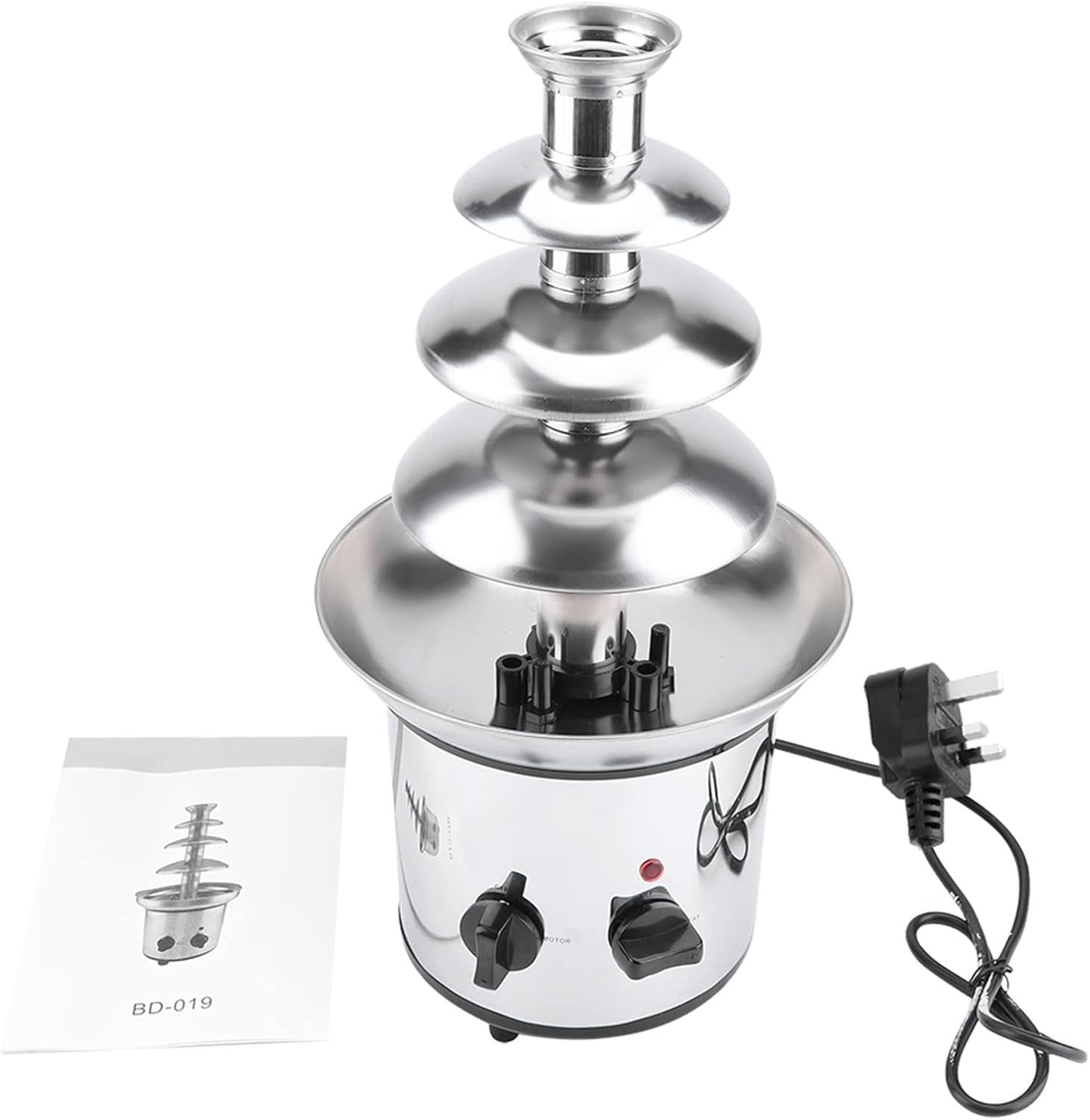 4 Tier Chocolate Fountain Machine Electric Fondue Melter Stainless