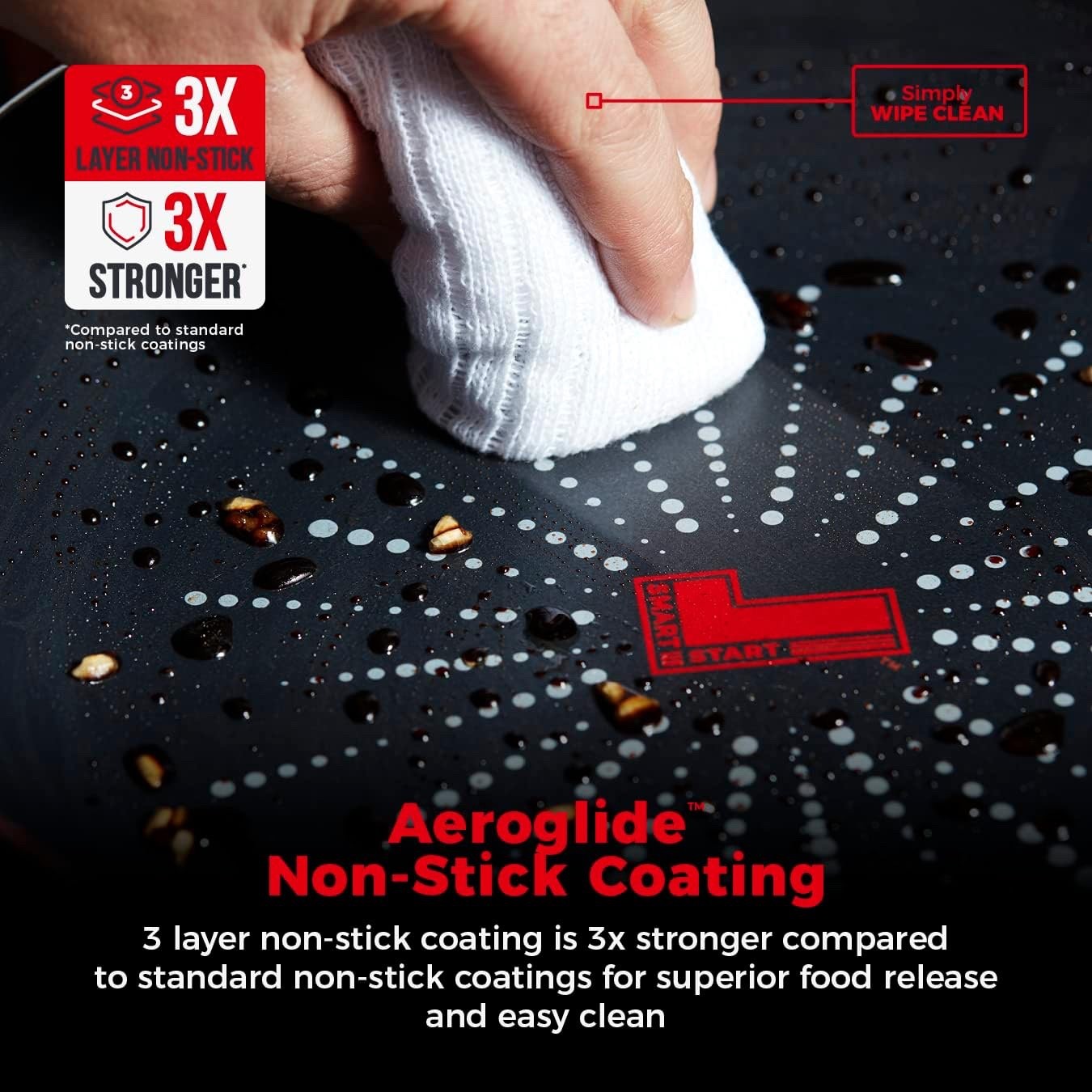 30cm Black Smart Start Non-Stick Frying Pan, Easy Clean, Oven Safe, PFOA-Free