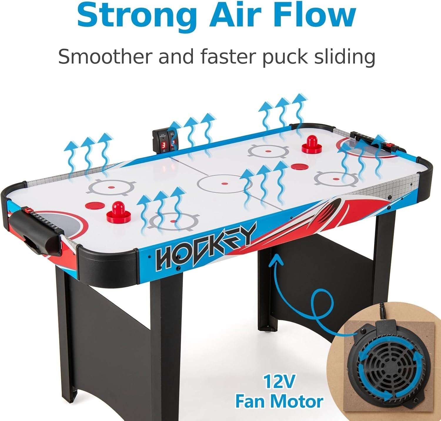 48 Inch LED Air Hockey Table 12V Motor Infrared Scoring Arcade Play