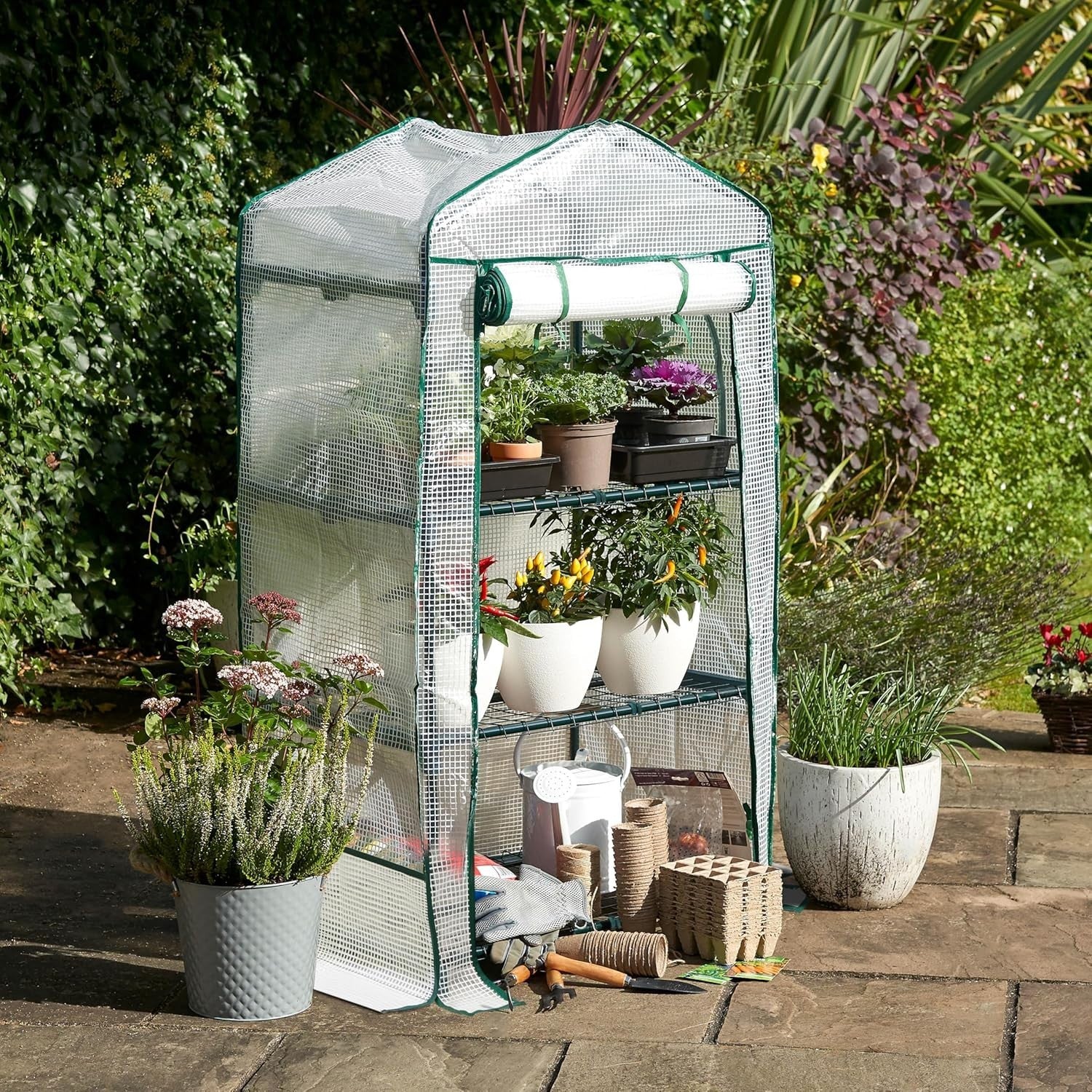 3 Tier Mini Greenhouse with Reinforced PVC Cover | Compact Steel Frame
