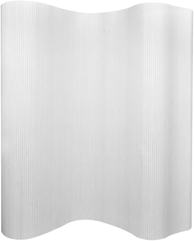White Bamboo Room Divider 250x165cm Roll-Up Privacy Screen for Bedroom Office