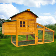 Compact Wooden Chicken Coop with Run Pull Out Tray