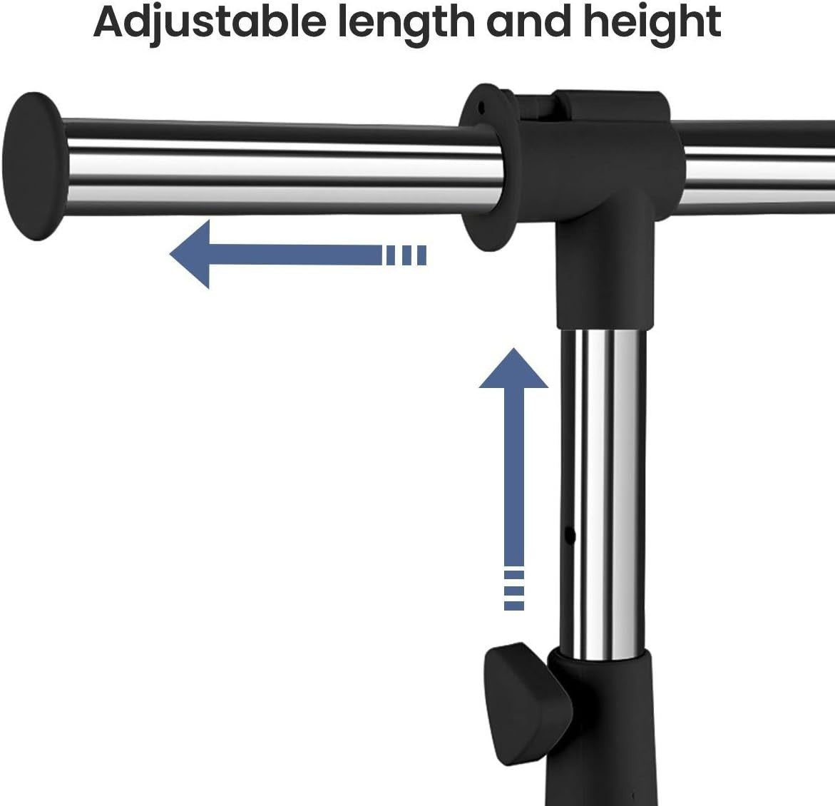 Heavy Duty Adjustable Clothes Rail with Wheels & Shelf – Chrome