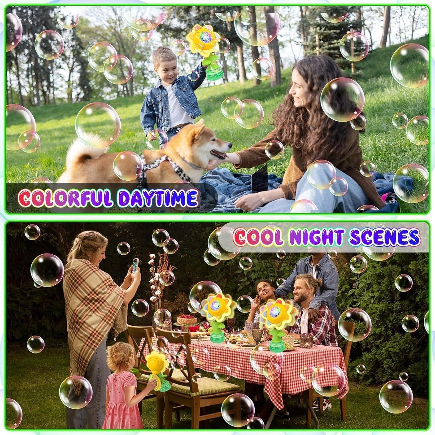 Sunflower Bubble Machine LED Rechargeable 20000 Party Toy