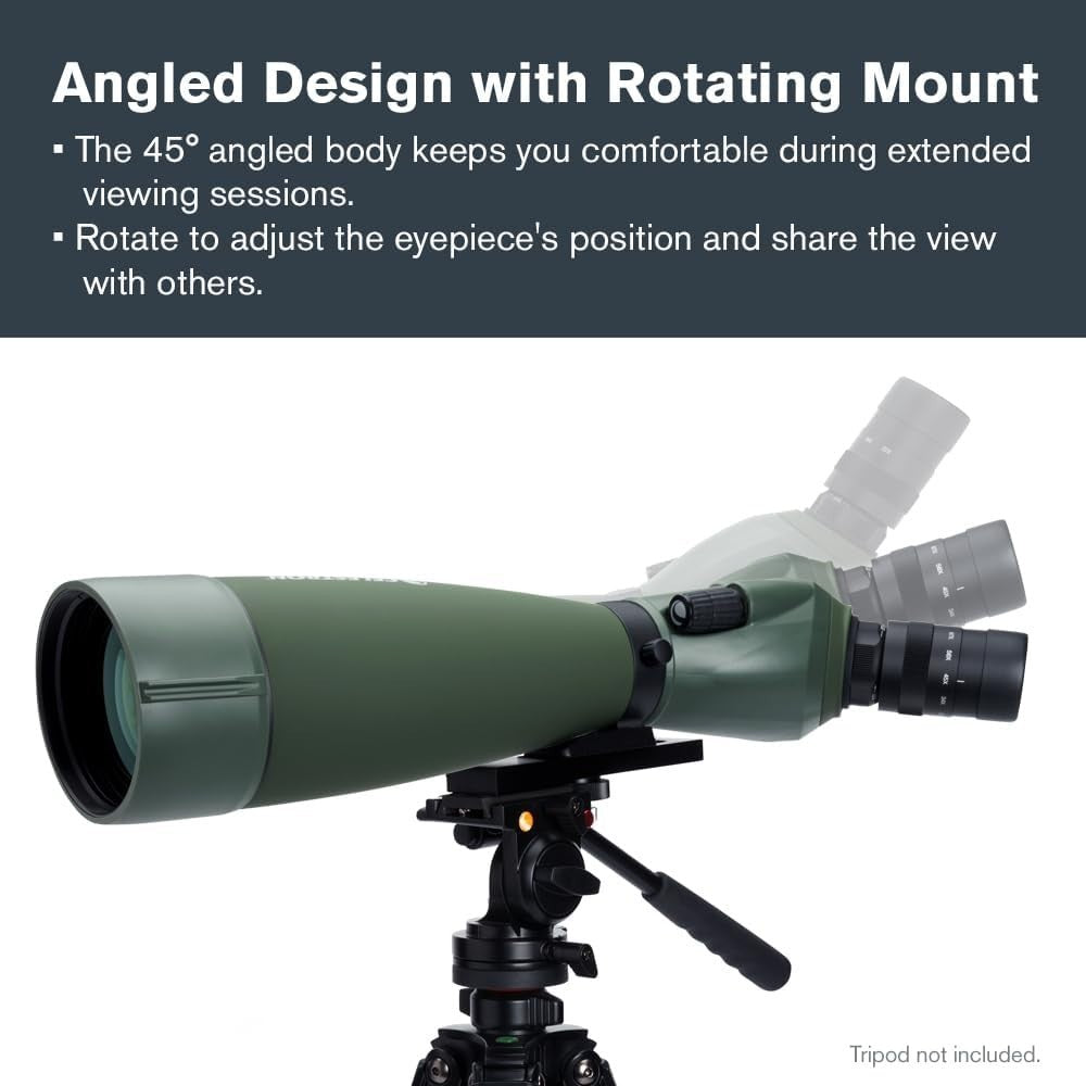 22-67x100 ED Spotting Scope Angled Zoom Waterproof HD Optics Birdwatching