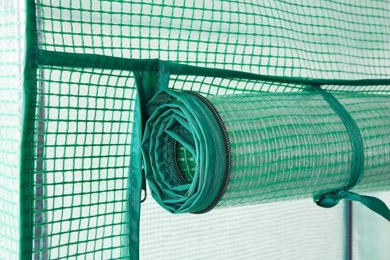 Walk-In Wall Greenhouse with Shelves Waterproof PE Cover Steel Frame