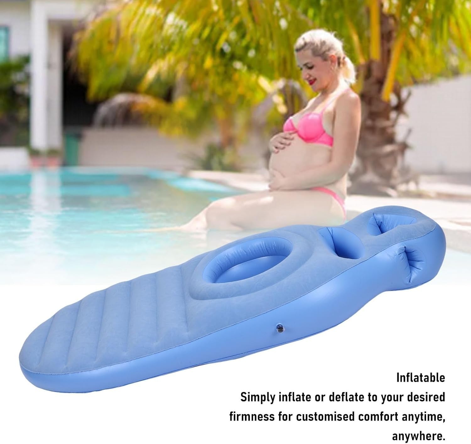 Inflatable Pregnancy Pillow Full Body Maternity Air Bed Belly Hole PVC