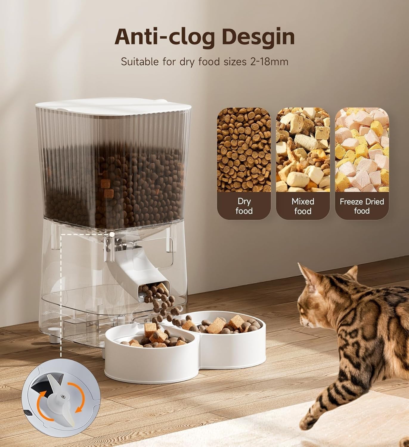 Smart Automatic Pet Feeder 5L WiFi App Timer Dual Bowl Food Dispenser