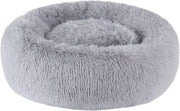 80cm Calming Donut Dog Bed Plush Washable Light Grey