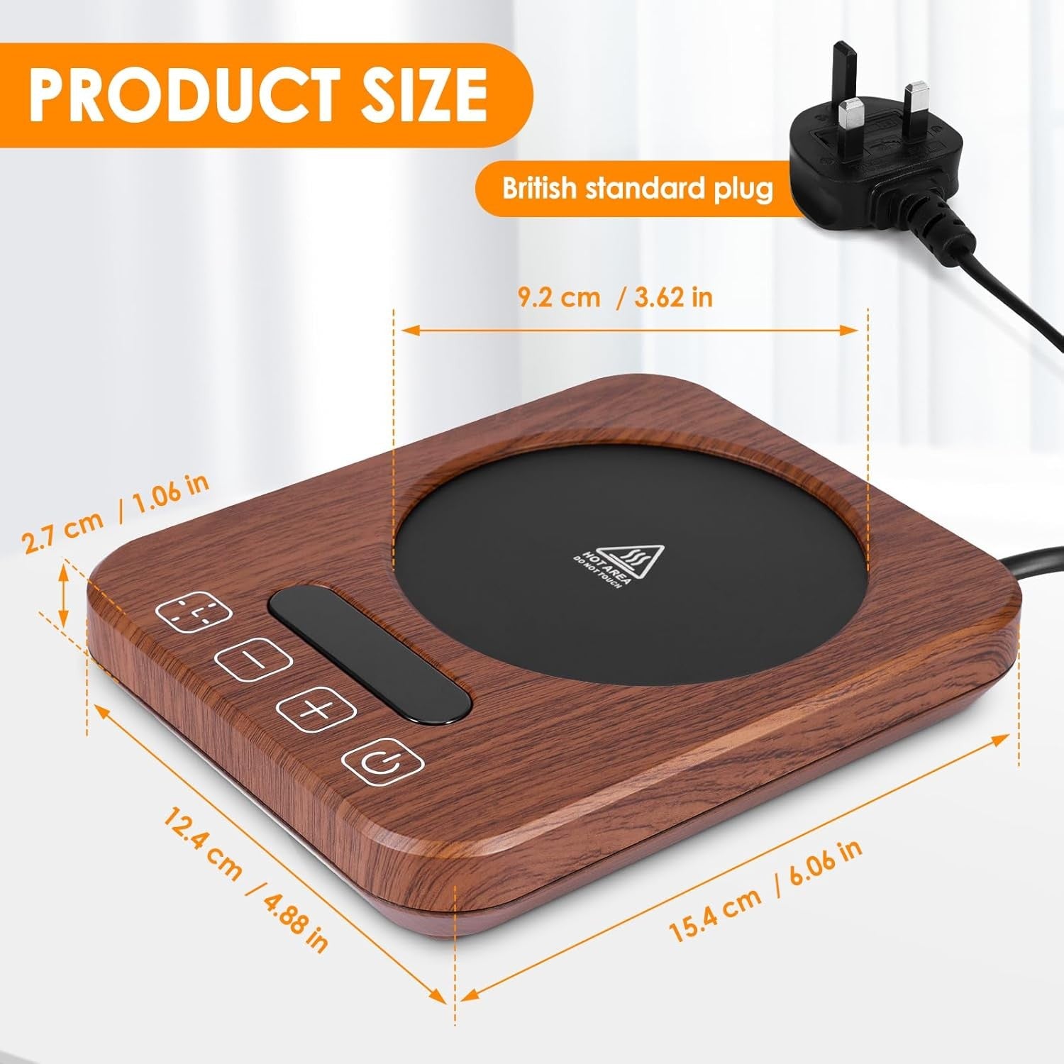 Coffee Mug Warmer 7 Temp 110-180°F 12H Timer 18W UK Plug