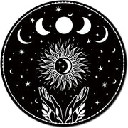Moon Phase Wood Wall Decor Round 11.8in Boho Witch Art