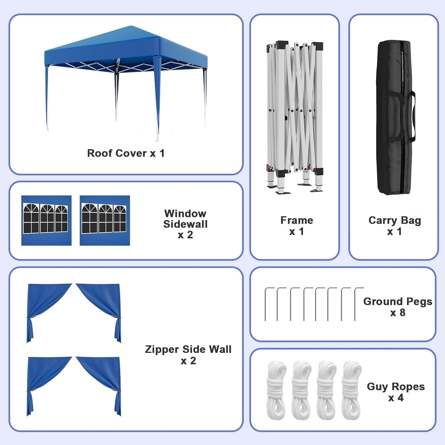 3x3M Blue Pop Up Gazebo With Removable Sidewalls Waterproof Outdoor Tent
