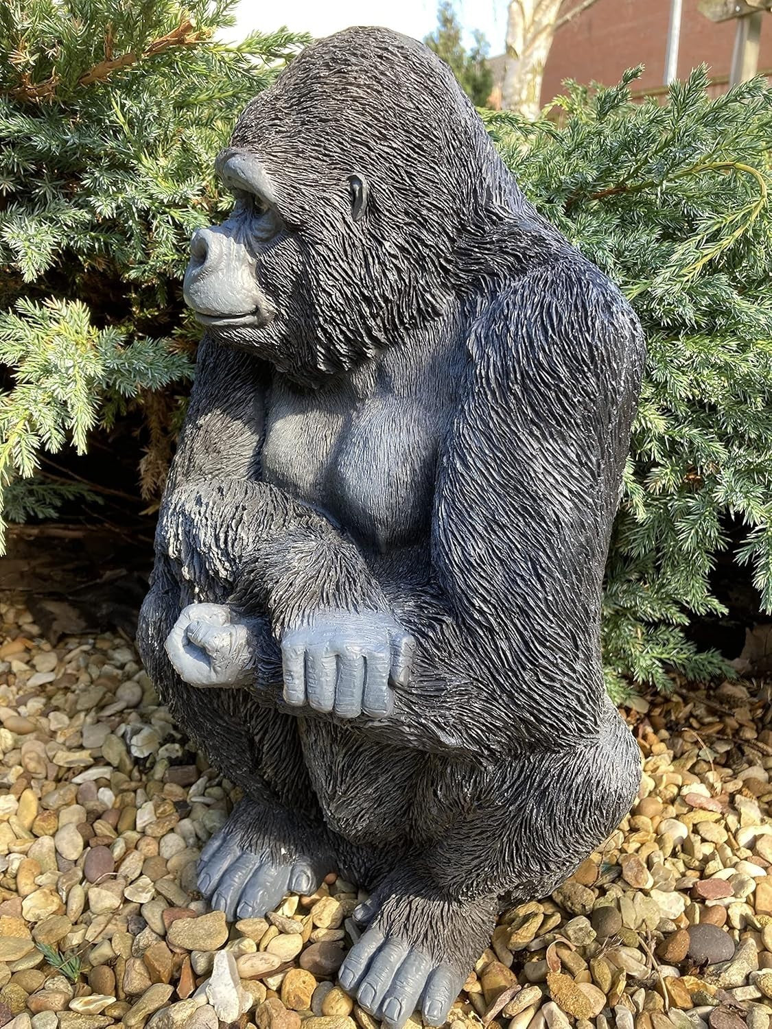 Realistic Gorilla Garden Statue 15" Resin Weather-Resistant Outdoor Ornament