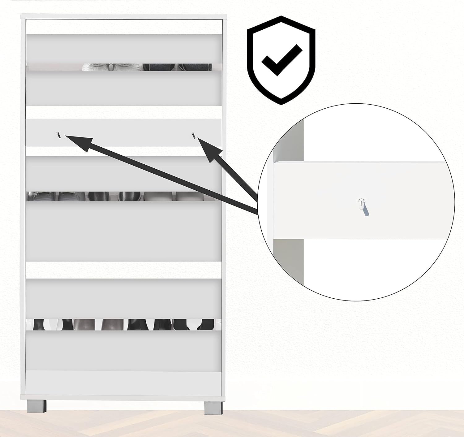 3 Door Shoe Storage Cabinet Wenge White | Slim Modern Hallway Cupboard 115x60x24