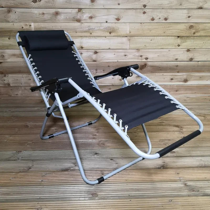 Set of 2 Zero Gravity Recliner Garden Chairs Adjustable Sun Lounger Black