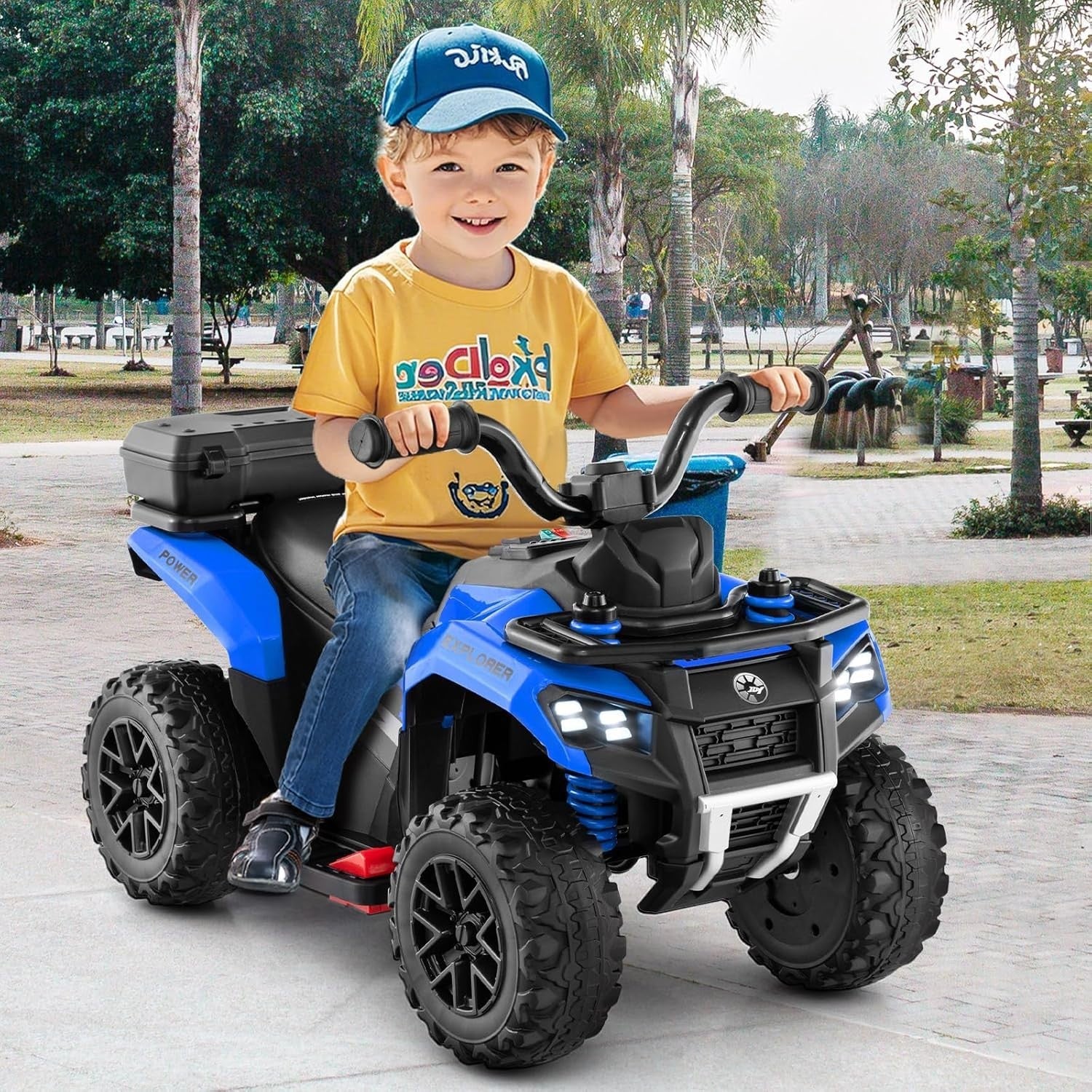 Kids Electric Quad Bike 6V Ride On ATV LED Lights Music Blue 20kg
