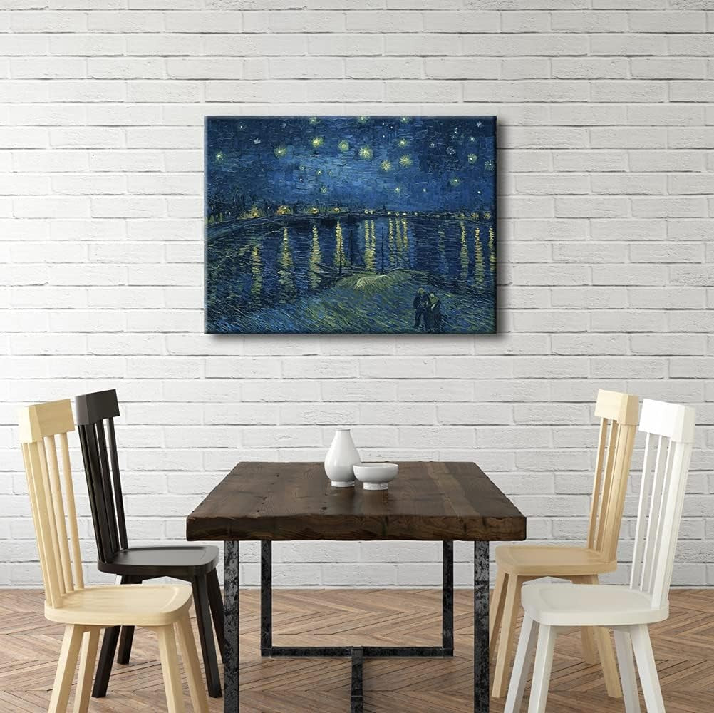 Starry Night Over The Rhone Canvas Wall Art Framed Van Gogh Print
