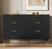 Modern Black 6 Drawer Sideboard Storage Cabinet Geometric Design 120x40x77cm