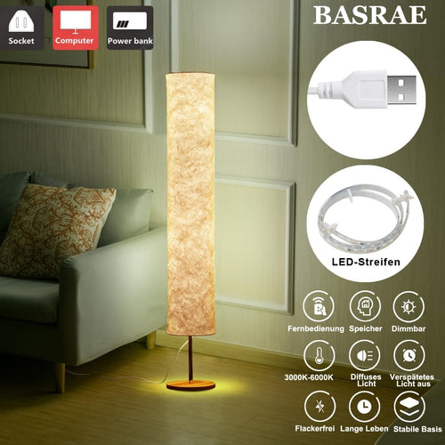 LED Floor Lamp Remote Dimmable 3 Colour Soft Standing Corner Light