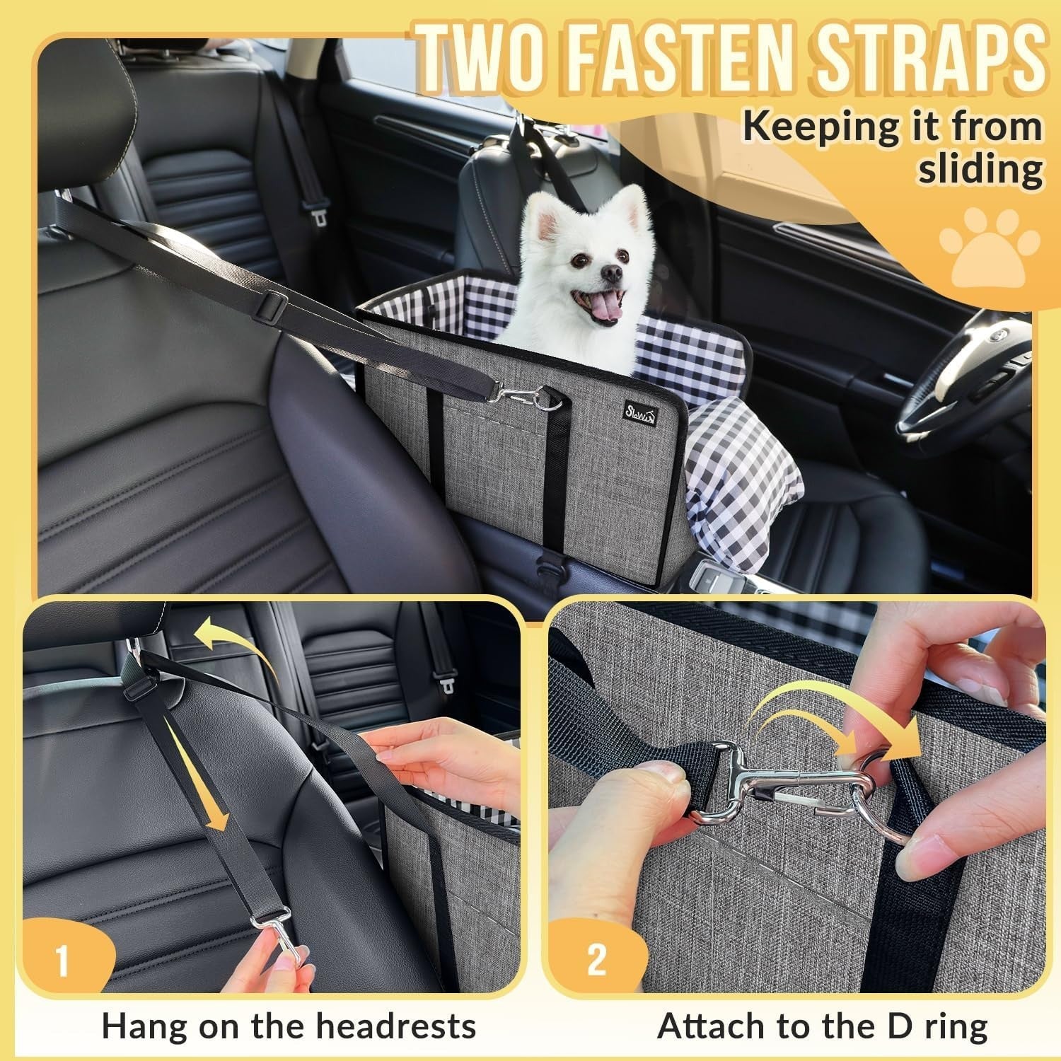 Console Dog Car Seat Booster Carrier Pet Travel Bed Safety Belt Small Dog