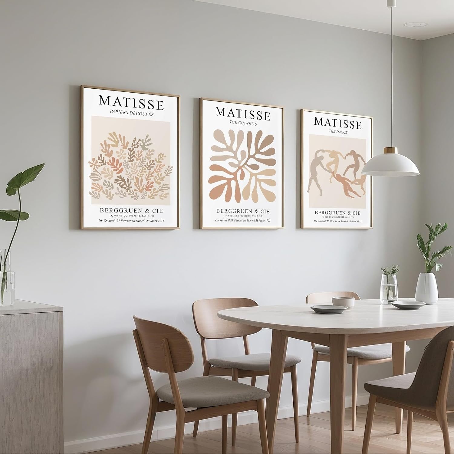 Large Abstract Neutral Wall Art Set of 3 Boho Prints 50x70cm Modern Decor