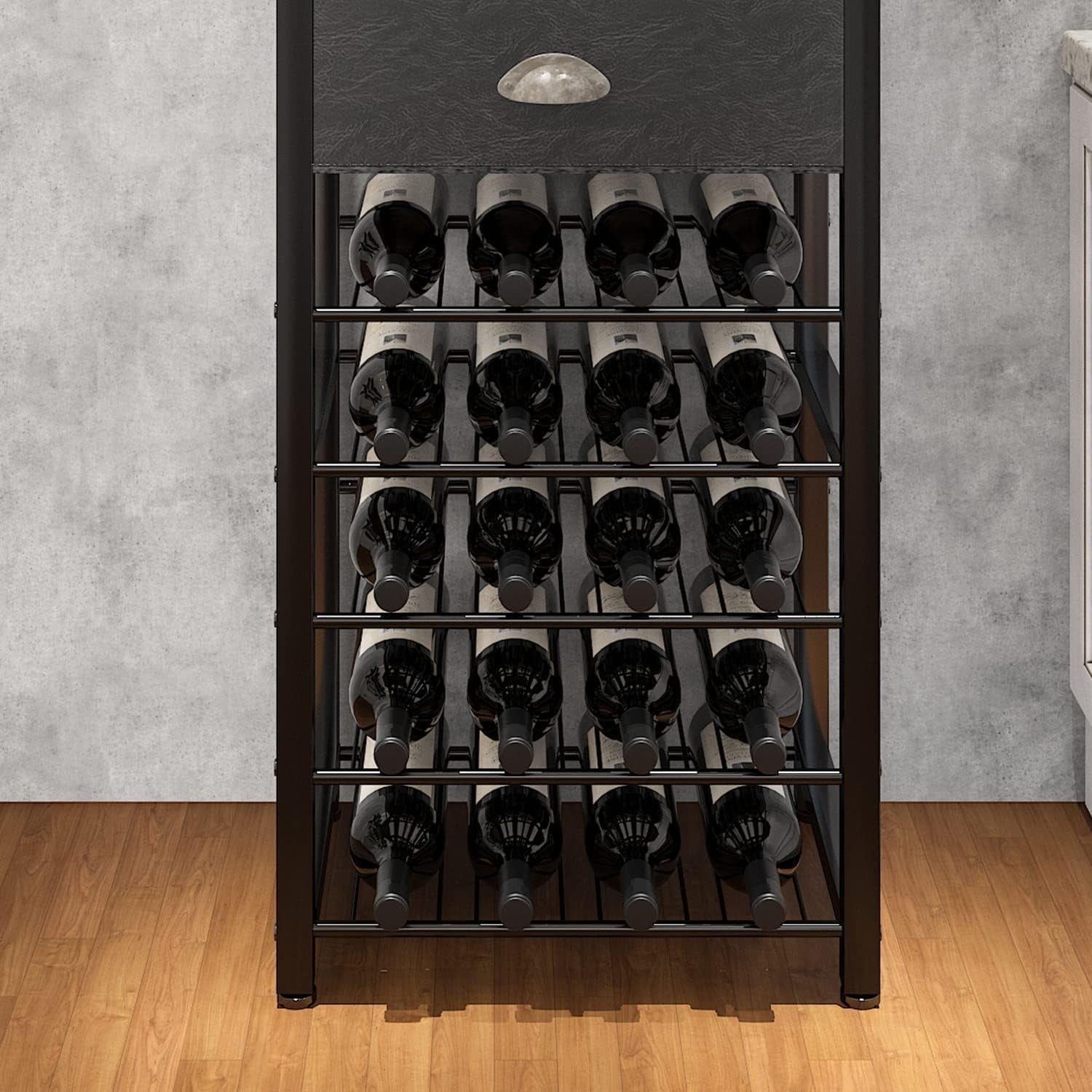 Freestanding Wine Bar Cabinet with Glass Rack & 20 Bottle Storage Shelf Vintage