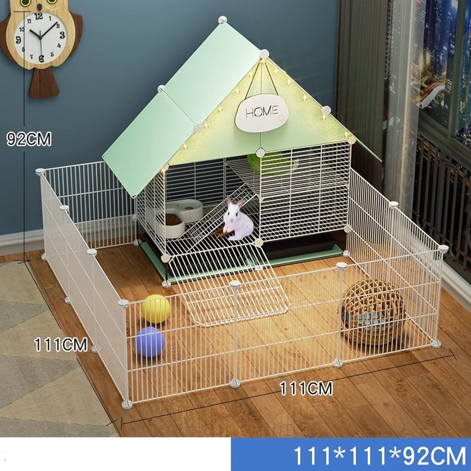 2-Story Rabbit Cage Indoor Large Metal Hutch Trays Secure Pet Enclosure