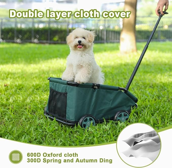 Pull Handle Pet Wagon for Small Dogs Foldable Travel Cart with Wheels