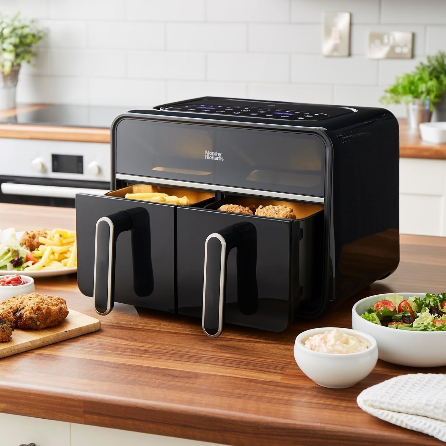 7.2L Dual Zone Digital Air Fryer Compact 14 Settings Viewing Windows Easy Clean