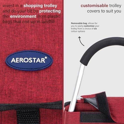 Foldable 64L Shopping Trolley Wine Lightweight Cart with Wheels
