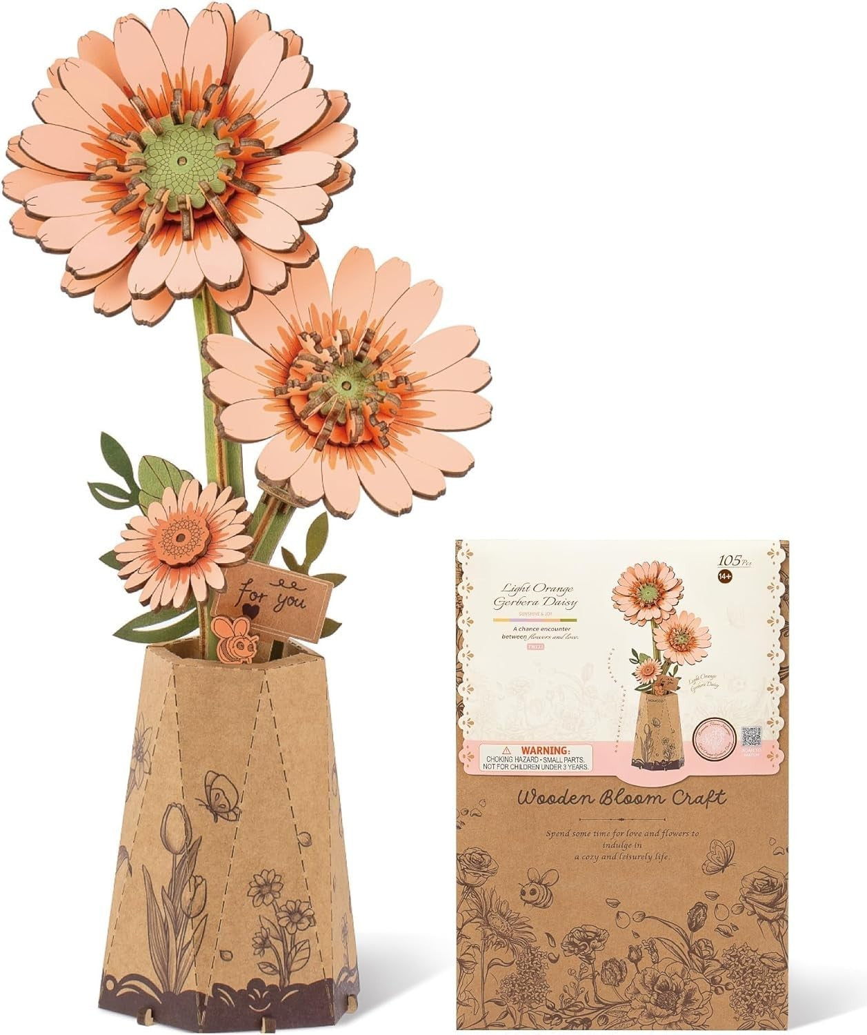 DIY Wooden Flower Puzzle Kit – Buildable Blooming Decor Gift for Adults