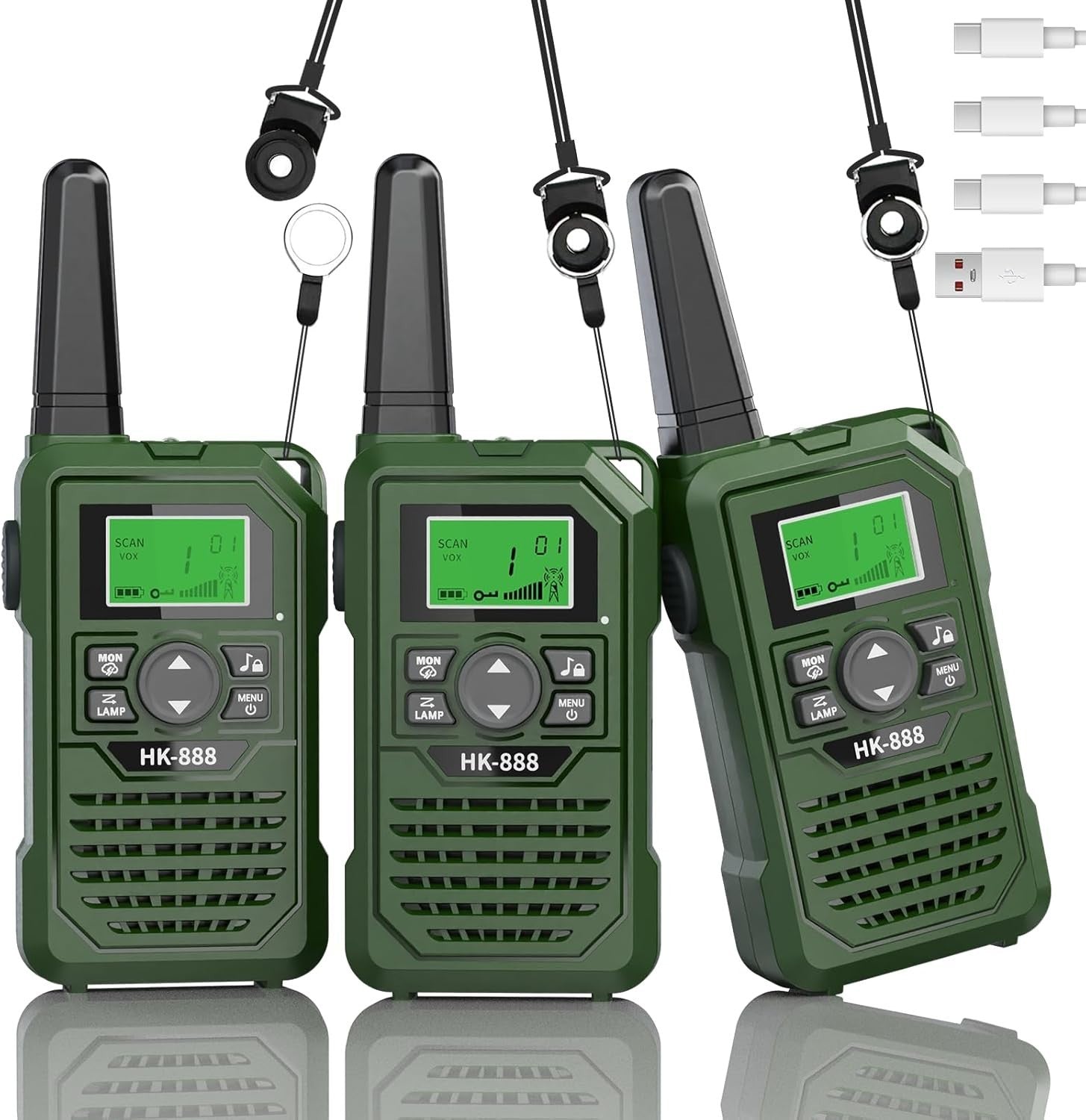Kids Walkie Talkies Rechargeable 3 Pack 3 Mile Range VOX NOAA Radio
