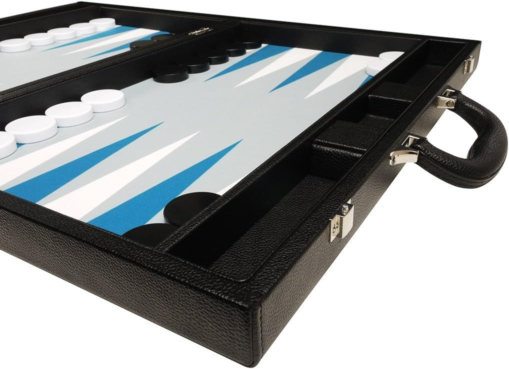 19” Premium Backgammon Set Large Faux Leather Case Travel Board Game