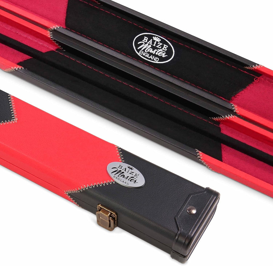 Hard Snooker Pool Cue Case 2 Piece Centre Joint Red PVC