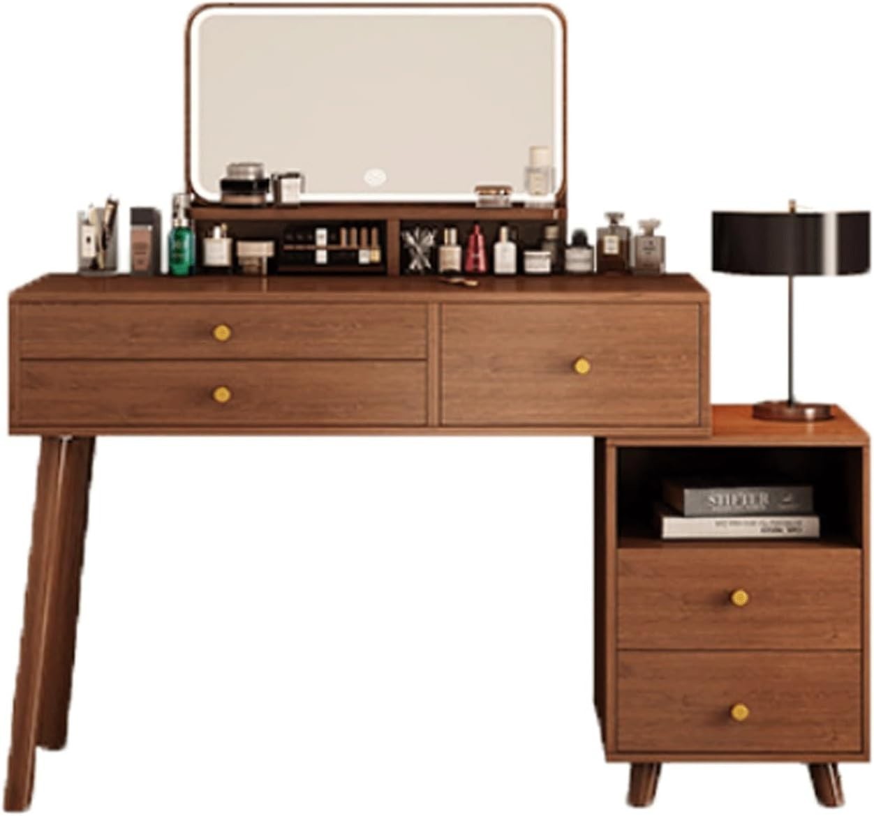 Telescopic Vanity Dressing Table Desk Makeup Dresser & Corner Shelf Set 60cm