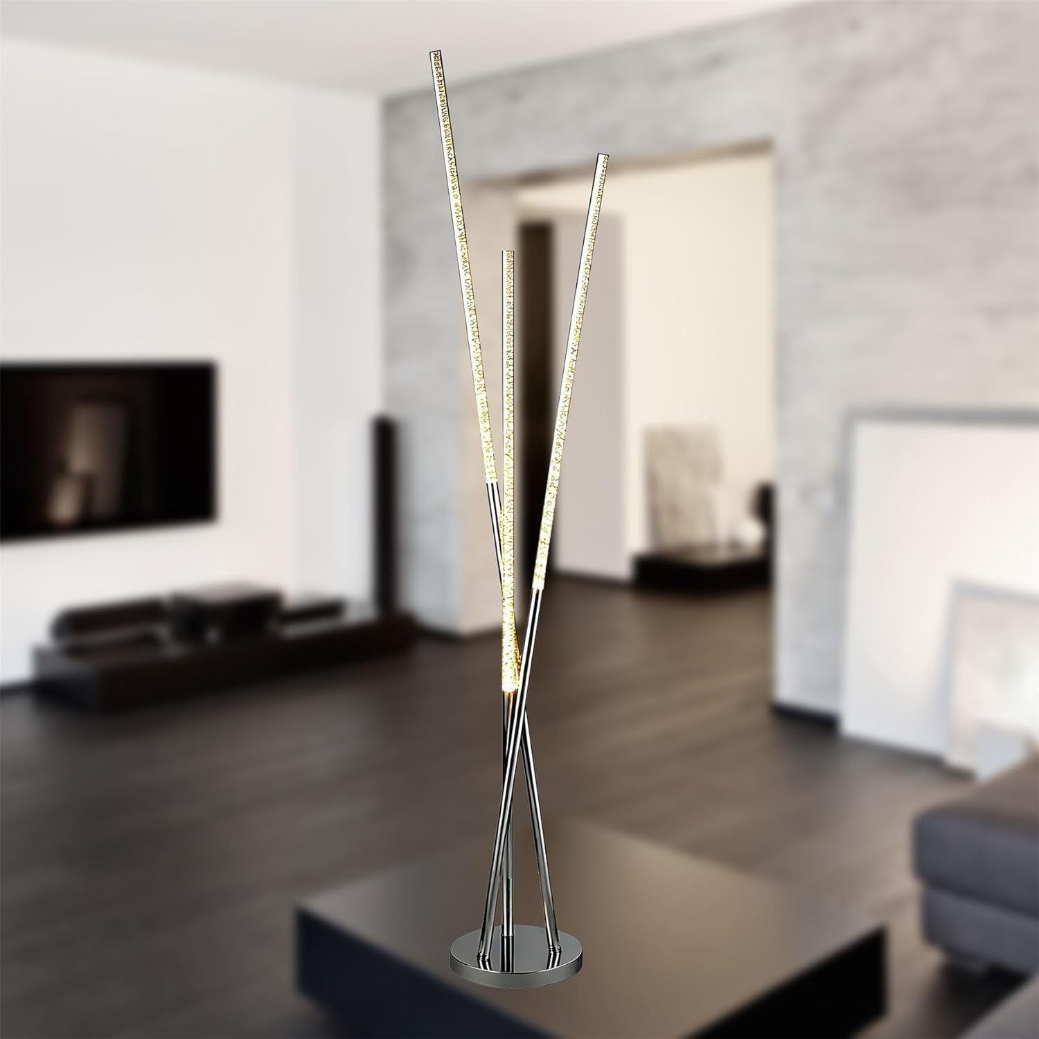 Modern LED Bubble Floor Lamp Chrome Standing Light Low Energy 135cm