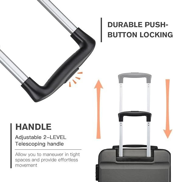 66cm ABS+PC Checked Suitcase Lightweight Spinner Trolley TSA Secure Lock