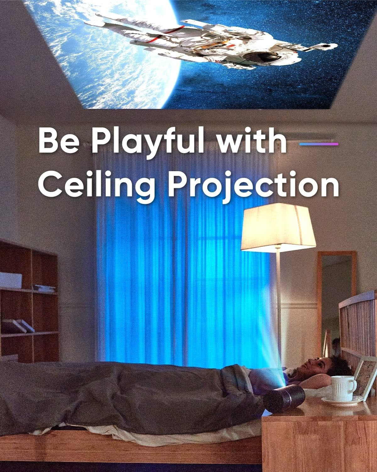 Mini Portable Projector Battery WiFi Bluetooth 100” Rotating Lens