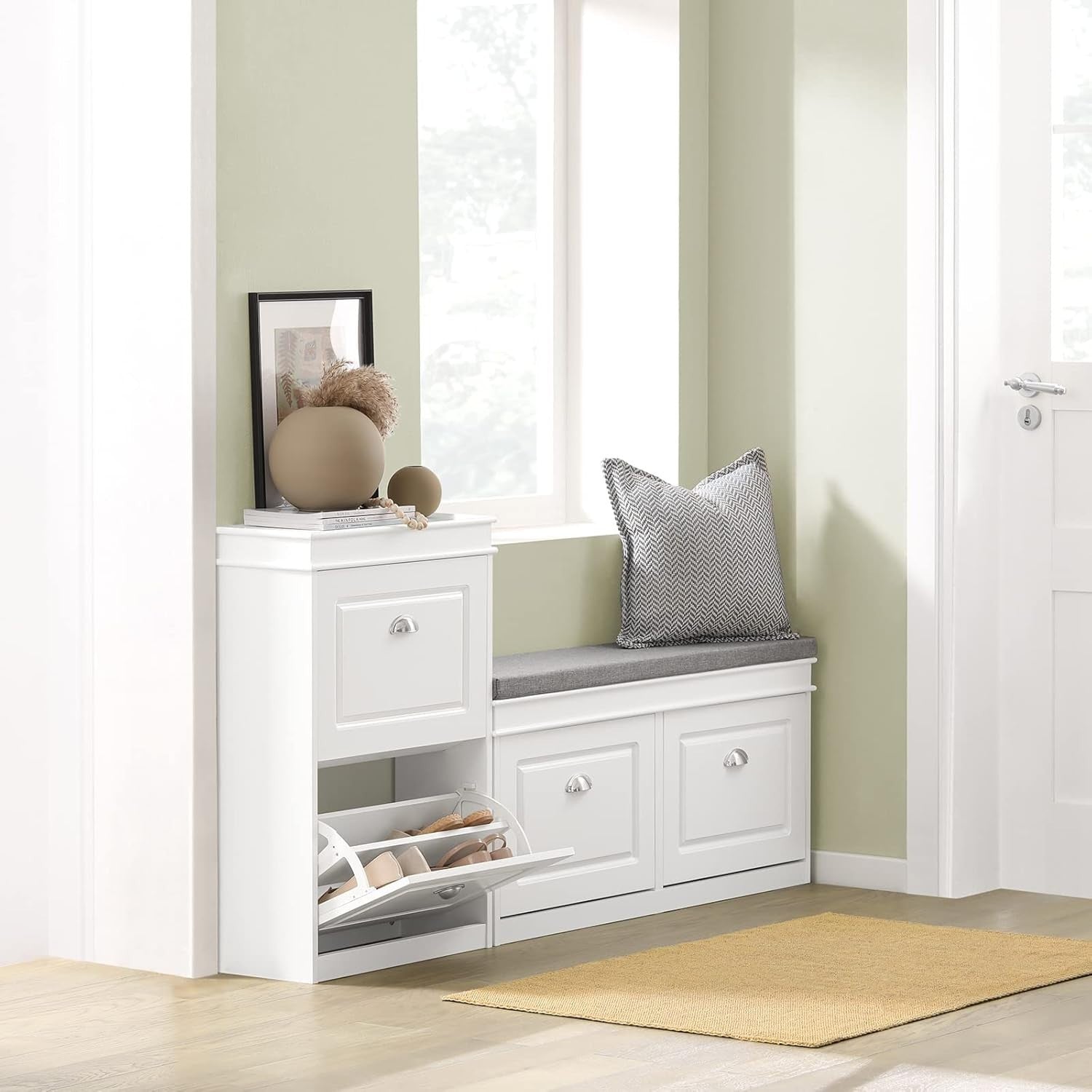 2-Drawer Slim Shoe Cabinet with Flip Drawers, 54x24x82 cm White