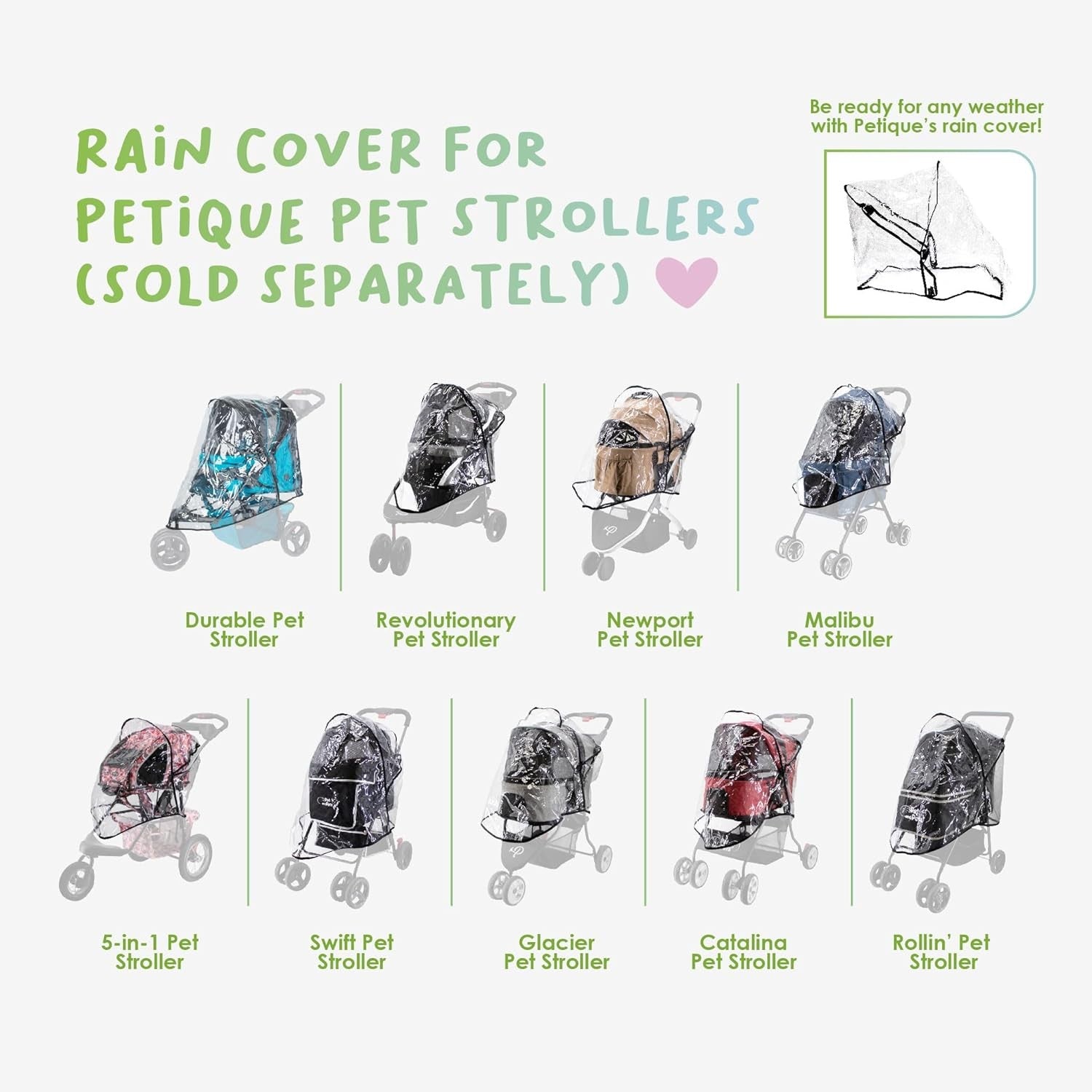 Universal Dog Stroller Rain Cover Windproof Clear Pet Pushchair Shield