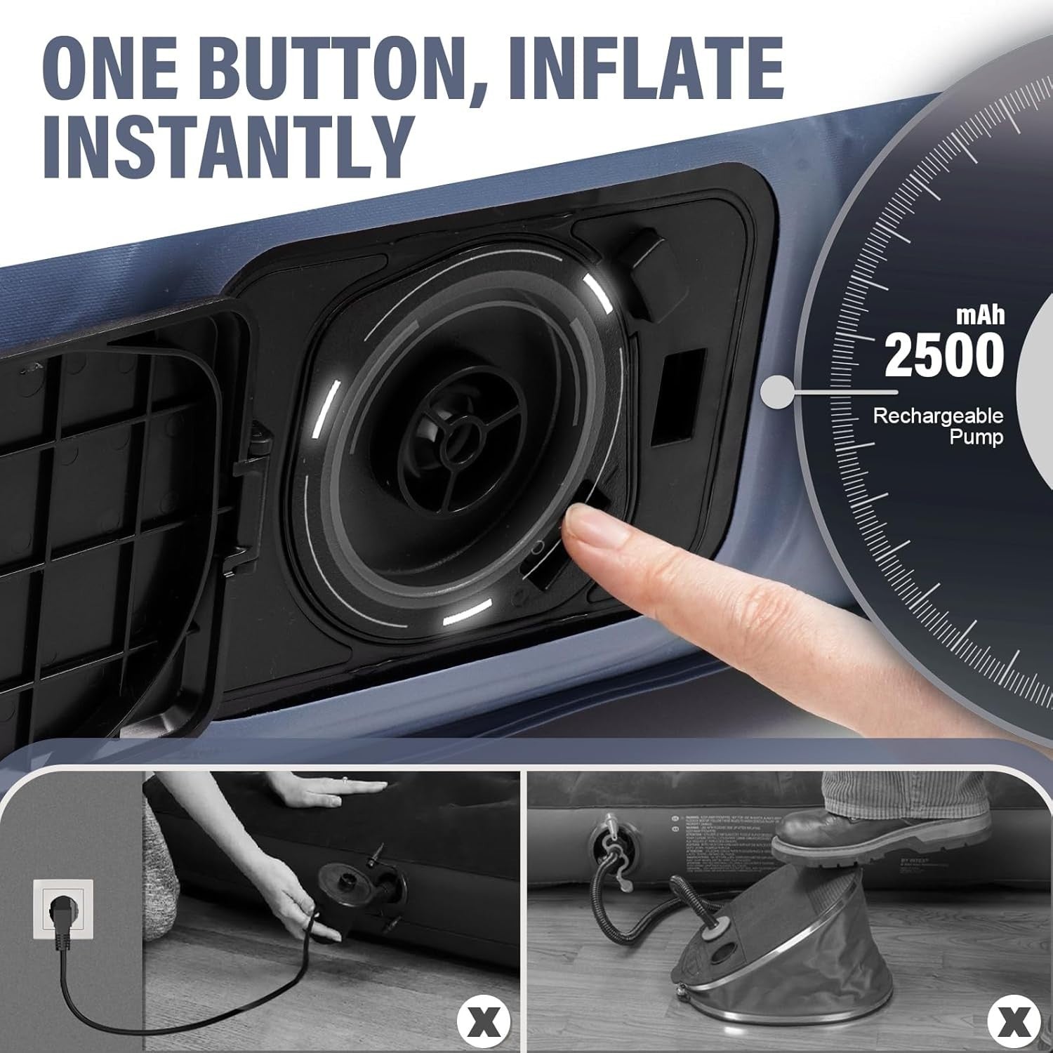 Double Inflatable Air Bed Built-In Pump One-Click Self Inflating Mattress
