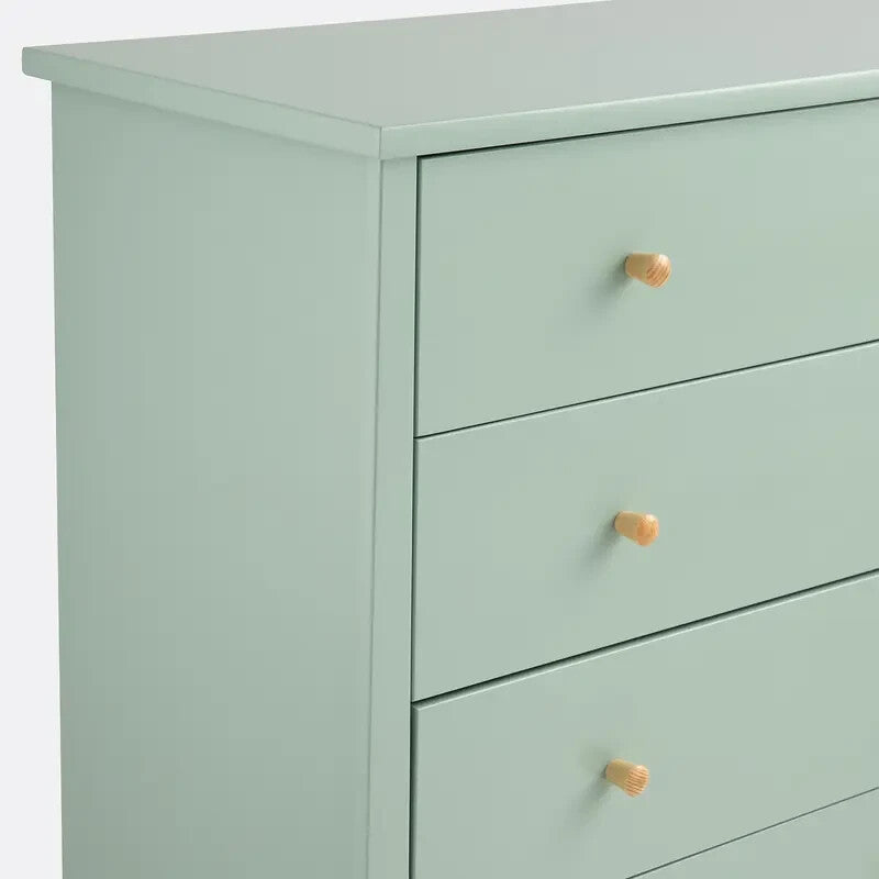 Tall 5-Drawer Chest Grey-Green Dresser 86 cm Bedroom Storage Pine Legs