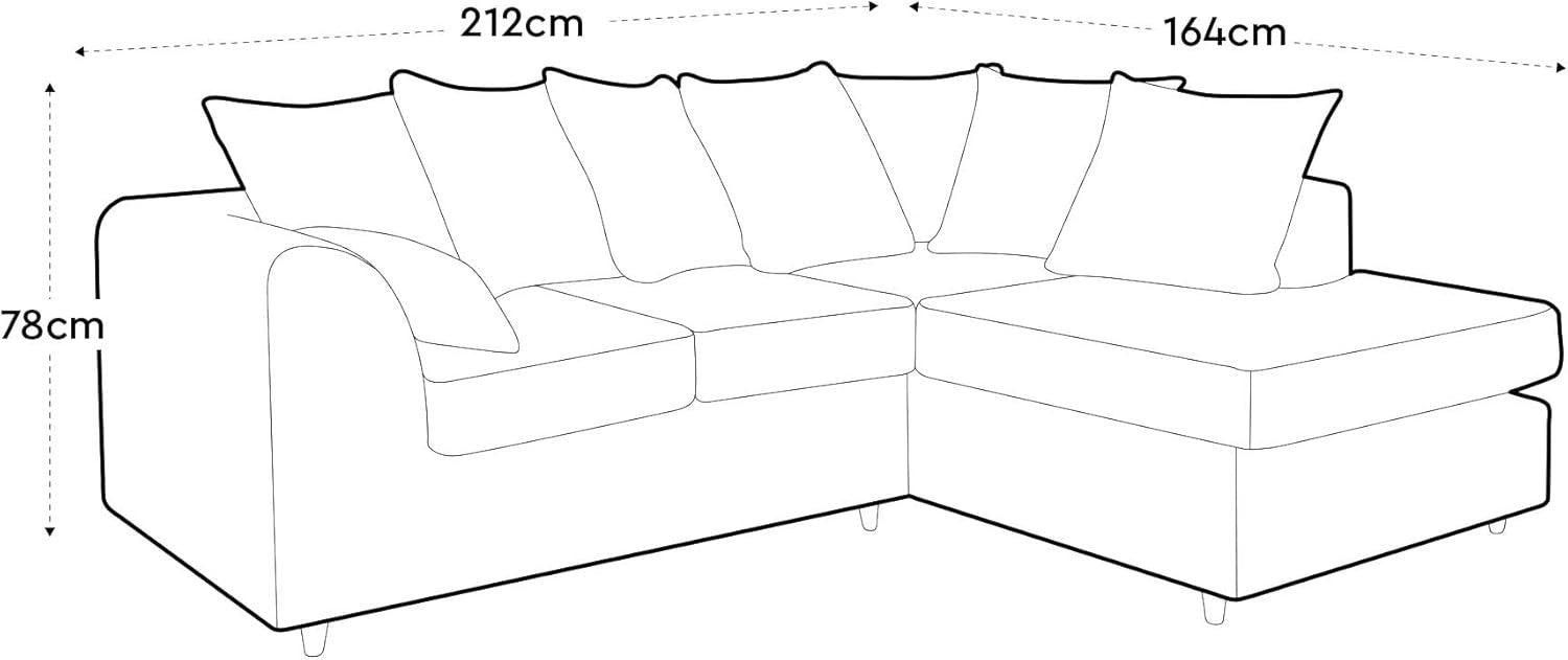 Dark Grey L-Shaped Corner Sofa Velvet Water-Repellent 3 Seater Right Hand