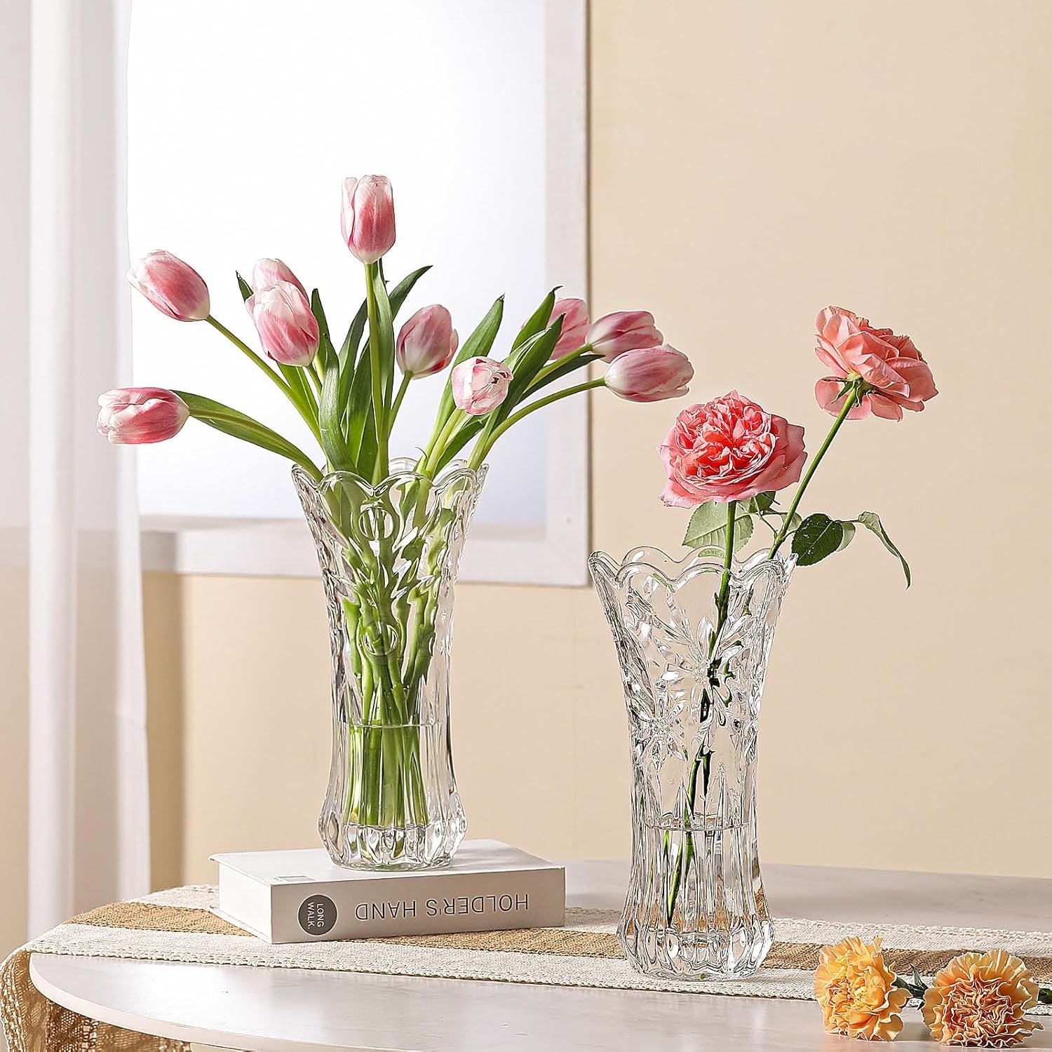 30cm Crystal Glass Flower Vase Tall Clear Vase Wedding Centrepiece