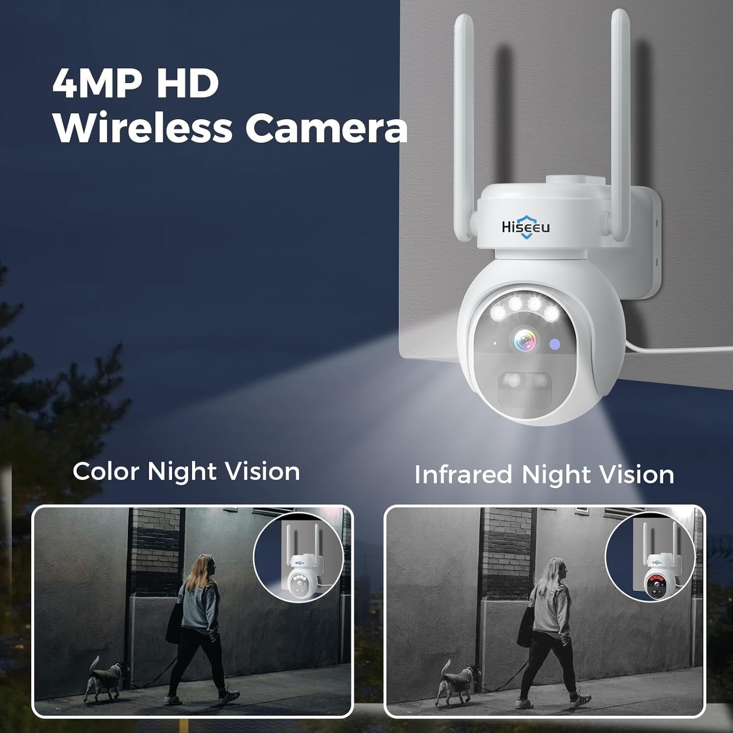 5MP Solar Security Camera Wireless 360° PTZ Color Night Vision WiFi