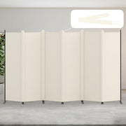 6-Panel Folding Room Divider 5.8ft Cream Privacy Screen Wall Partition Office