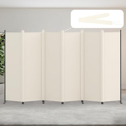 6-Panel Folding Room Divider 5.8ft Cream Privacy Screen Wall Partition Office